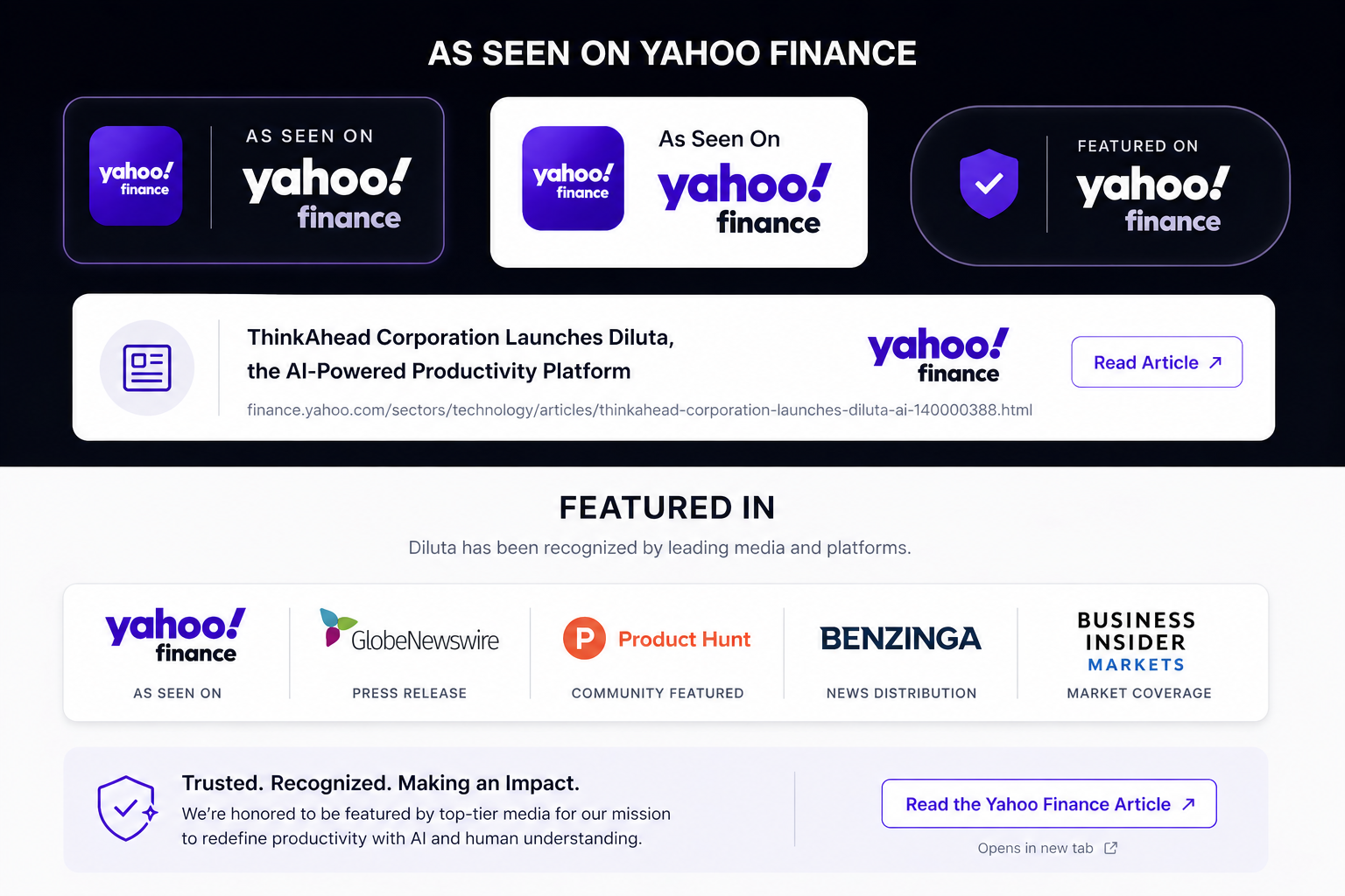 Diluta featured in Yahoo Finance and major business media